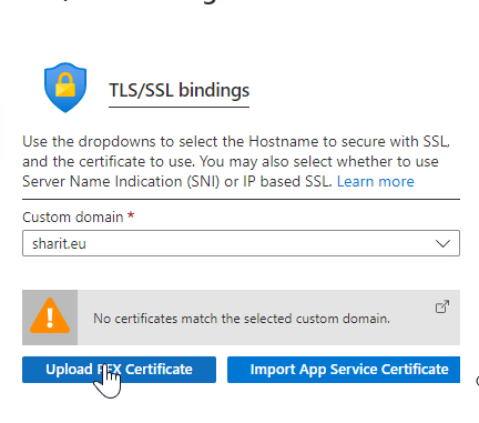 Add TLS SSL Binding Azure