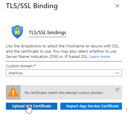 lier un certificat SSL domaine Azure TLS SSL binding